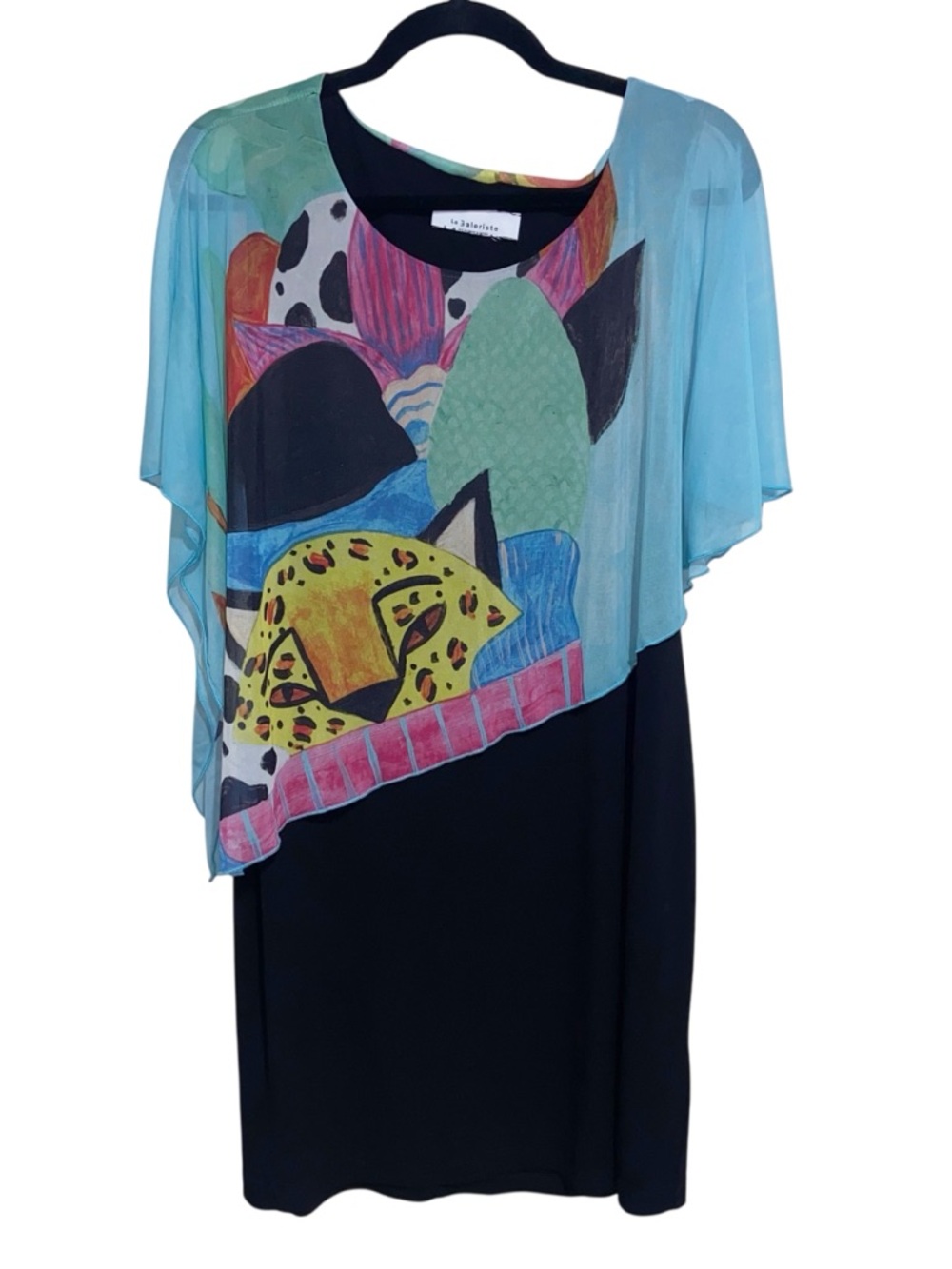 Le Galeriste Dress Womens XL Lagenlook Wearable Art Abstract Colorful Stretch